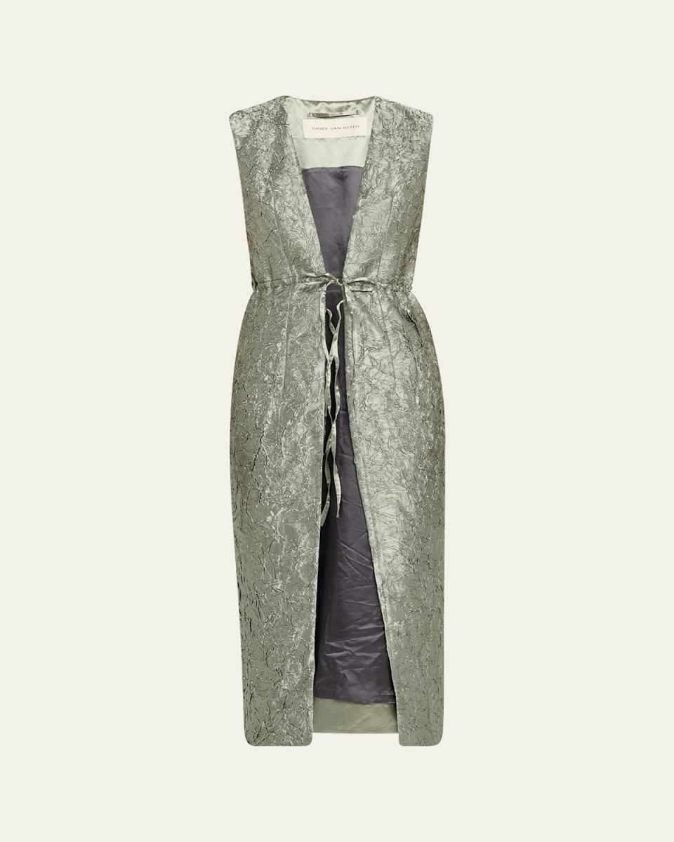 Romina Crinkle Sleeveless Long Coat